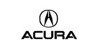 Acura logo with black emblem and wordmark on a white background