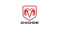 Red Dodge ram head logo above the word “DODGE” on a white background