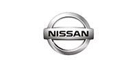 Nissan logo in silver and black on a white background