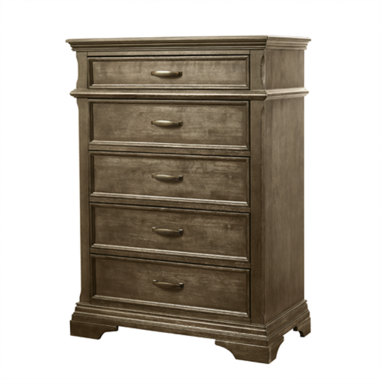 a chest of drawers with five drawers on a white background