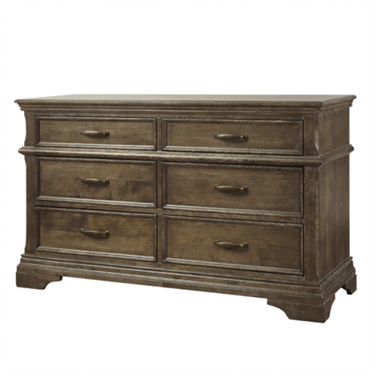 a wooden dresser with six drawers on a white background