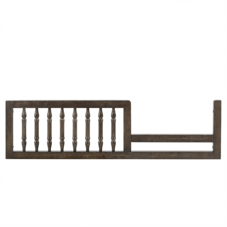 a wooden railing is attached to a bed frame on a white background .