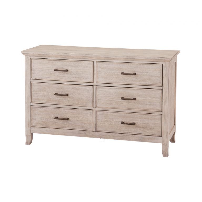 a white Remi dresser with six drawers on a white background .