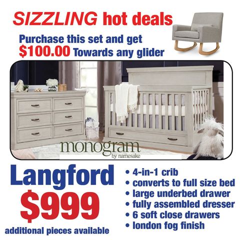 A sizzling hot deal for a langford monogram 4-in-1 crib