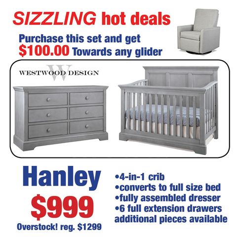 A sizzling hot deal for a crib and dresser