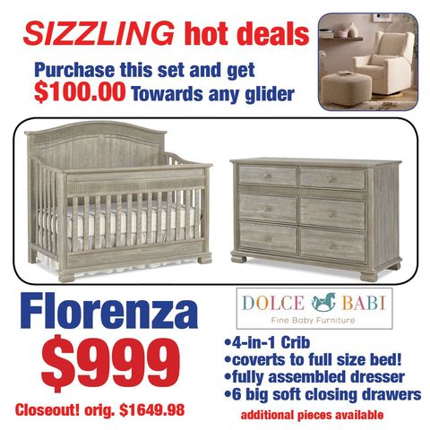 A sizzling hot deal for a crib and dresser