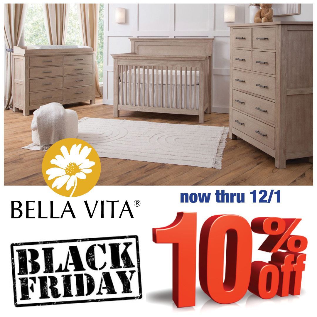 A Black Friday ad for Bella Vita cribs and dressers