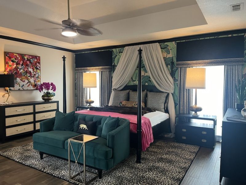 Room with bed drapes