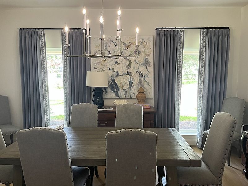 Drapes in the dining area