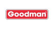 Goodman logo in white text on a red rounded rectangle