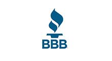 Blue BBB logo with torch icon on a white background