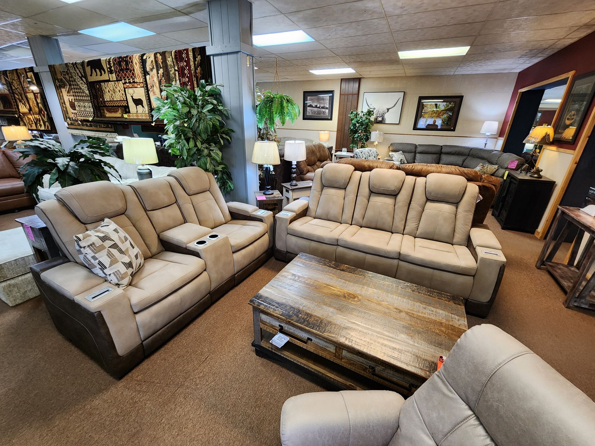 A living room filled with furniture and a coffee table.