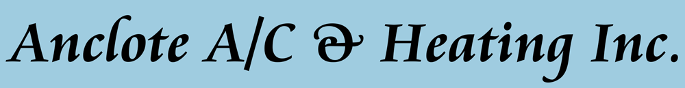 Anclote A/C & Heating Inc. logo in black script on a light blue background