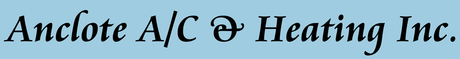 Anclote A/C & Heating Inc. logo in black script on a light blue background