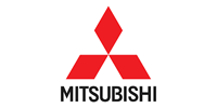 Mitsubishi logo with three red diamonds above black text on a white background