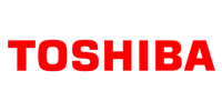 Red TOSHIBA logo on a white background