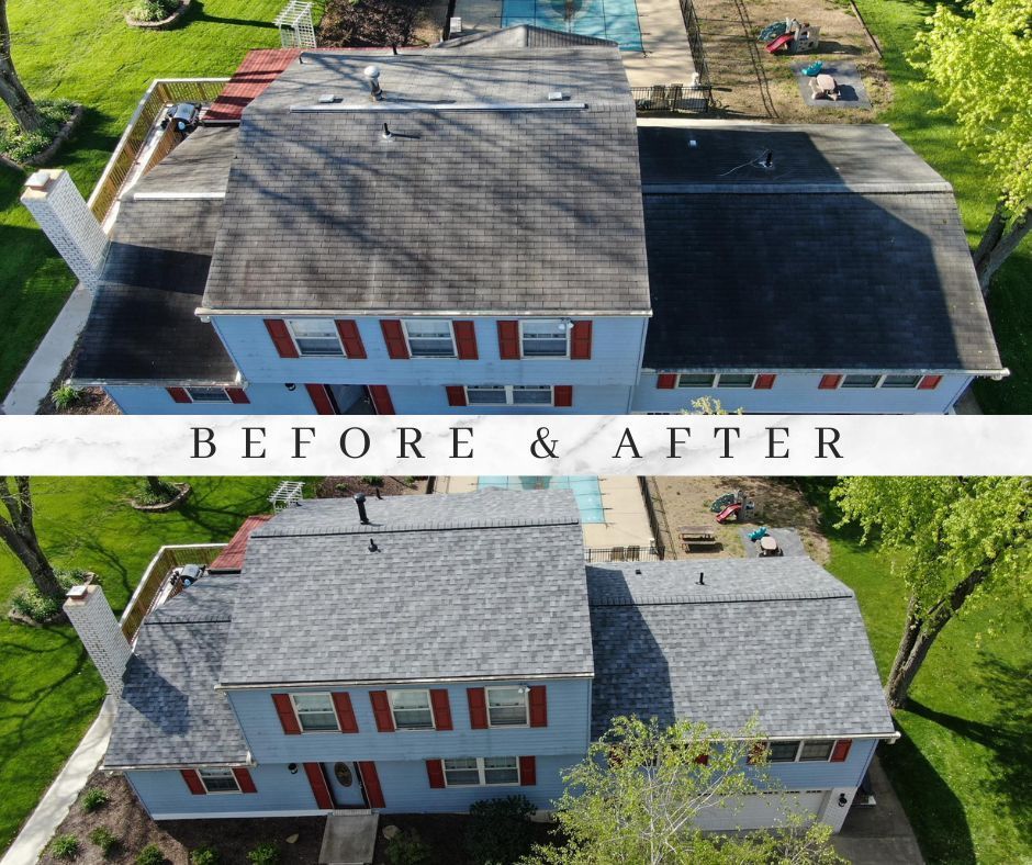 Before and after roof cleaning