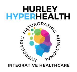 Logo for Hurley HyperHealth, featuring a colorful profile head silhouette surrounded by the words Naturopathic, Functional.