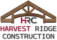 Harvest Ridge Construction logo with a brown roof outline and red-gray text on a white background