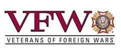 VFW Veterans of Foreign Wars logo in maroon and gold with emblem and text