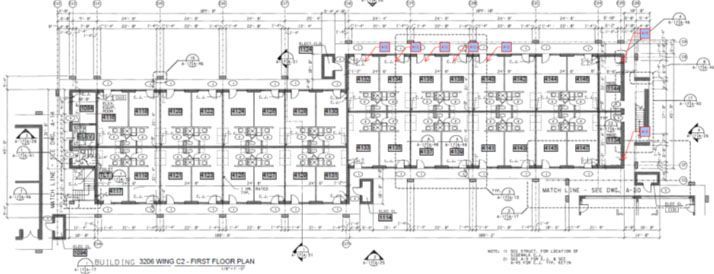 A black and white floor plan of a building.