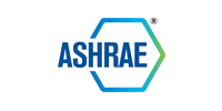 The logo for ashrae is a blue and green hexagon.