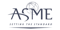 The logo for asme setting the standard is shown on a white background.