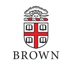 Brown University logo: shield with a red cross and open books, topped by a sun and clouds, with the word 