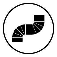 Black pipe icon inside a circle on a white background
