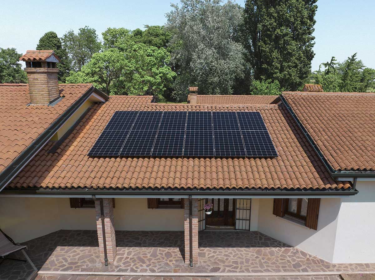 A house with solar panels on the roof
