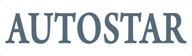 AUTOSTAR logo in blue-gray serif letters on a white background