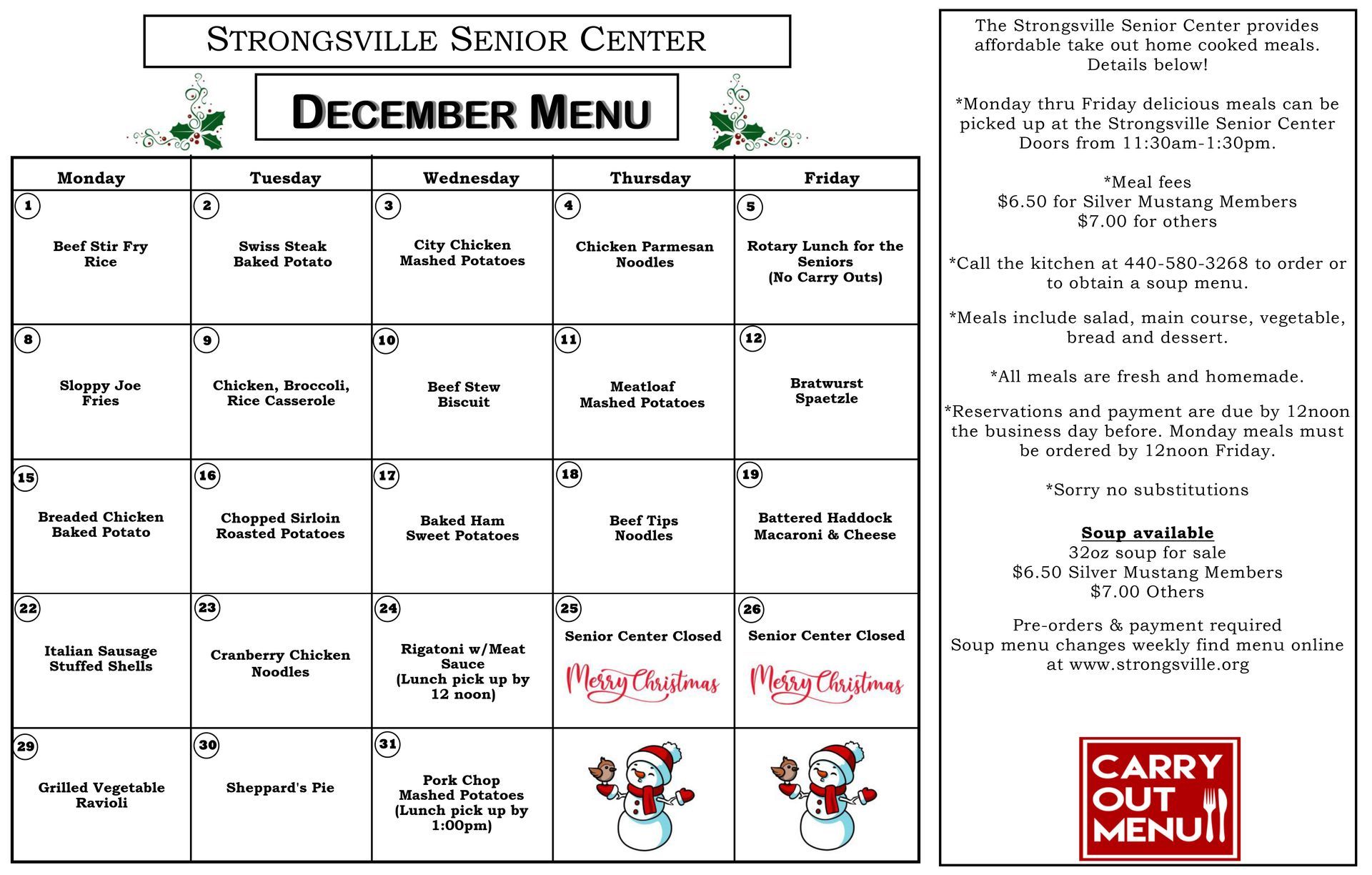 December menu