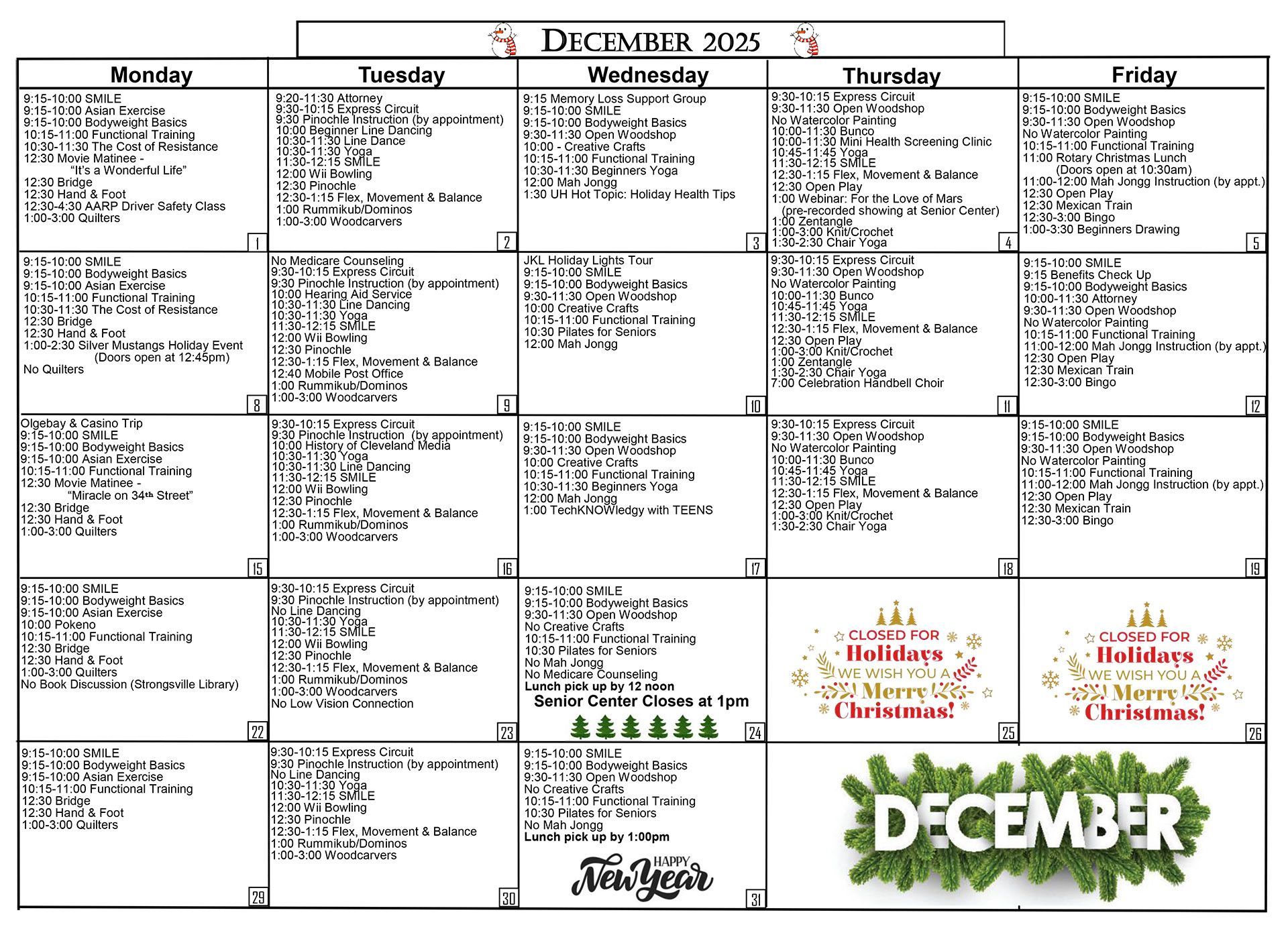 December calendar 2025