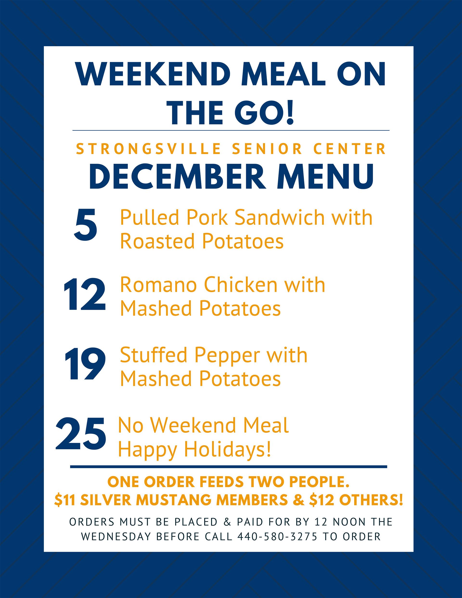 Weekend meal on the go! flyer.