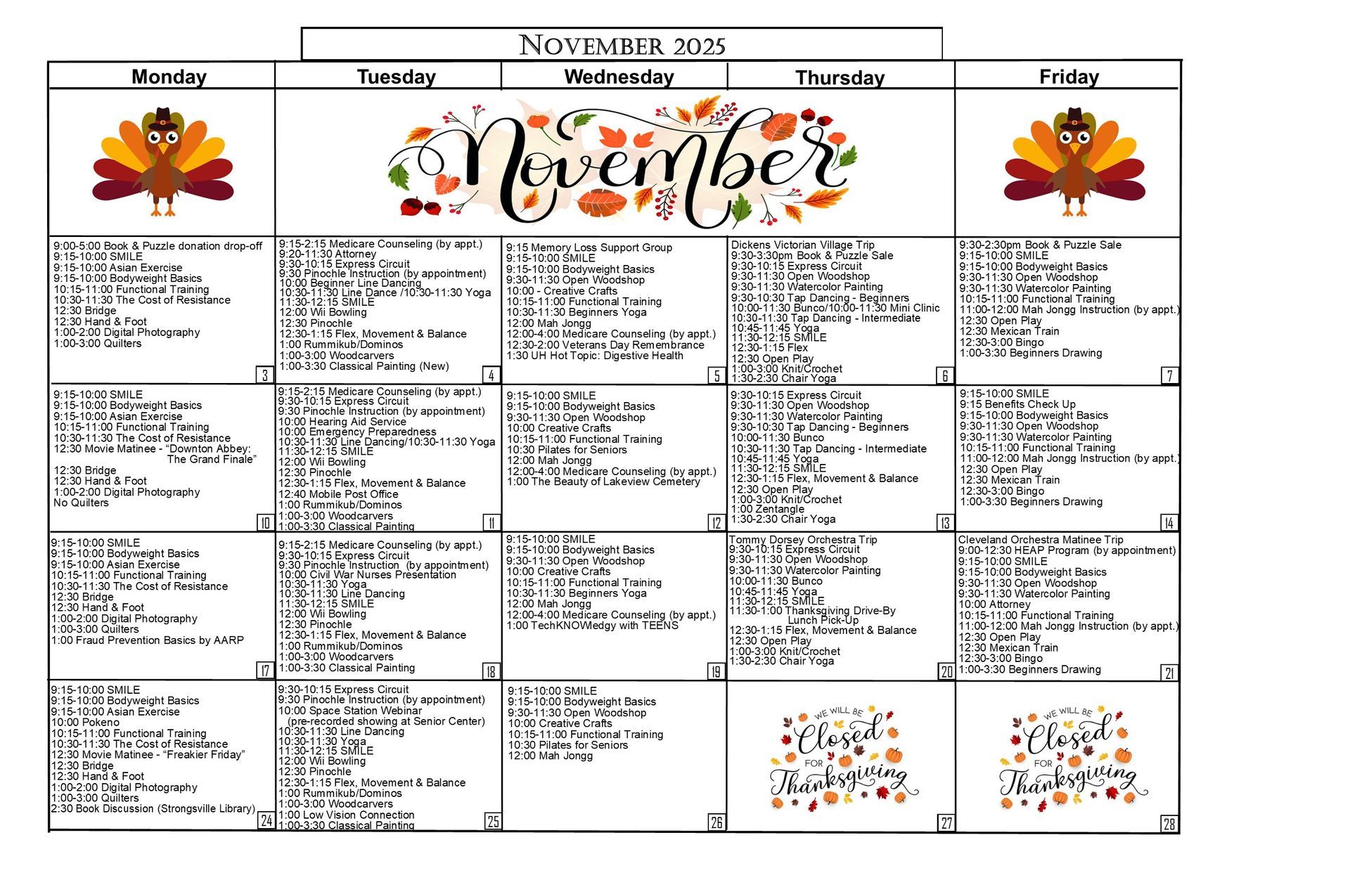 November calendar 2025
