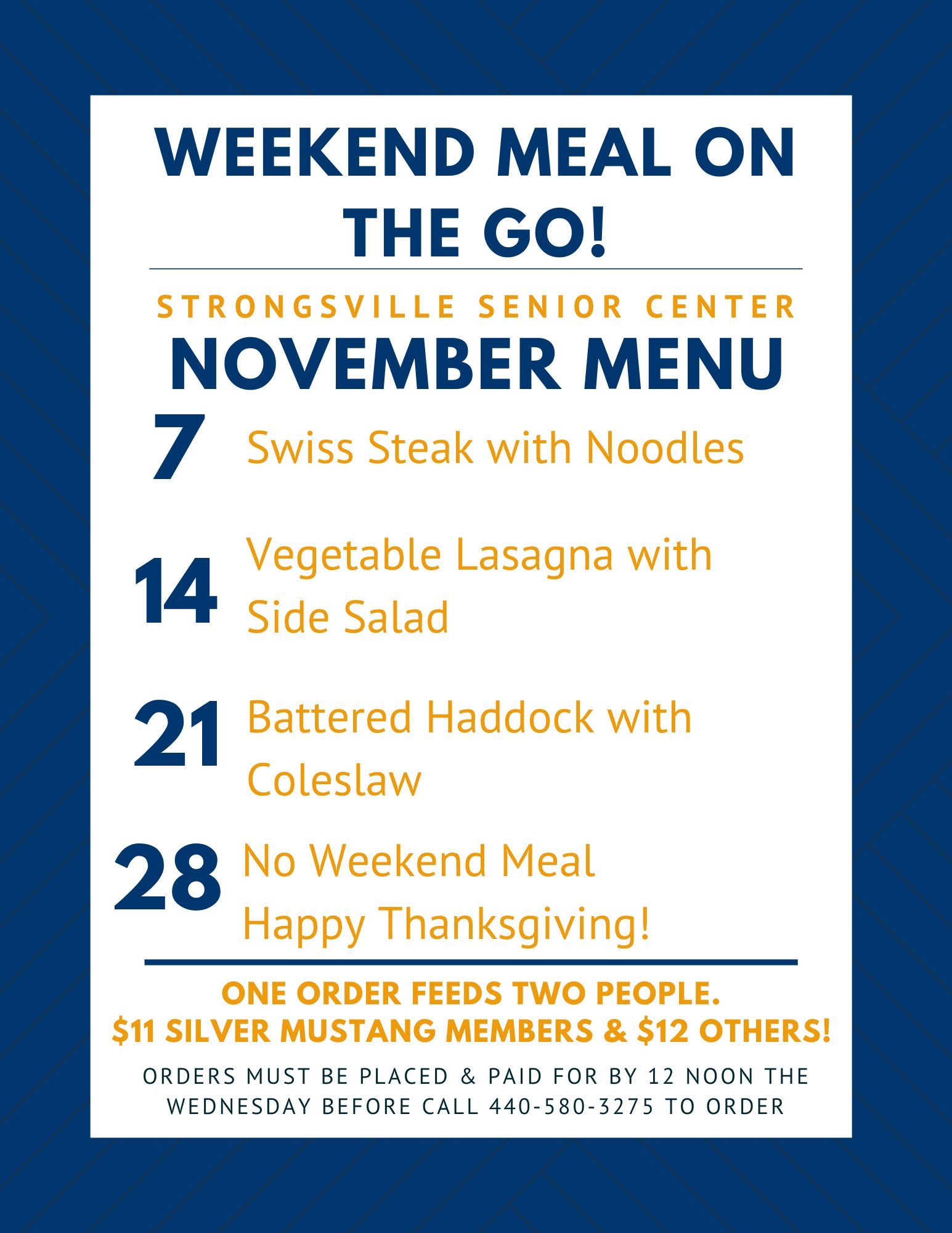 Weekend meal on the go! flyer.