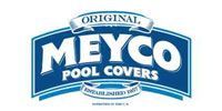 Logo for Meyco pool covers, blue with white text.