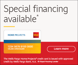 Wells Fargo logo: white text on red background, yellow stripe at bottom.