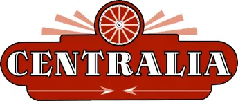 Logo for Centralia: red sign with 