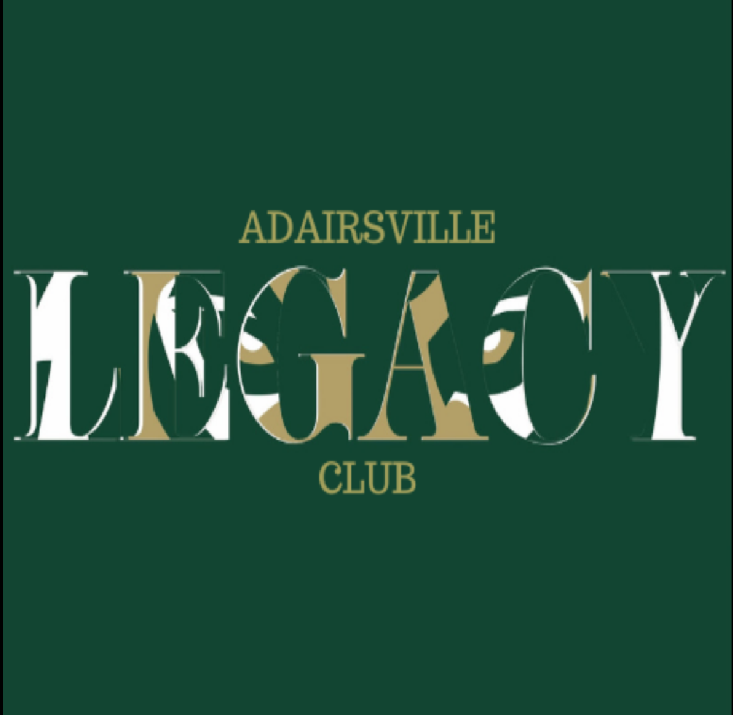 Green bear head logo over navy block letter C with white outline