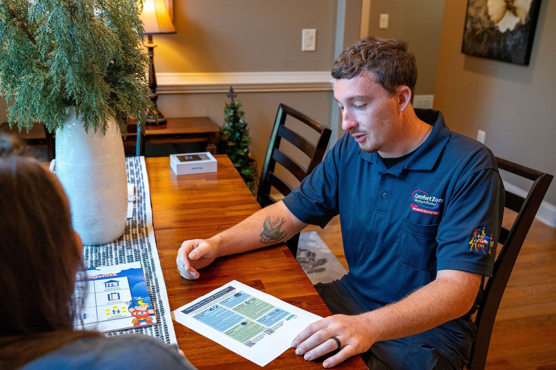Logo for Comfort Zone Heating, Cooling, and Plumbing with the tagline, 