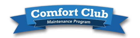 A blue ribbon graphic with the white text