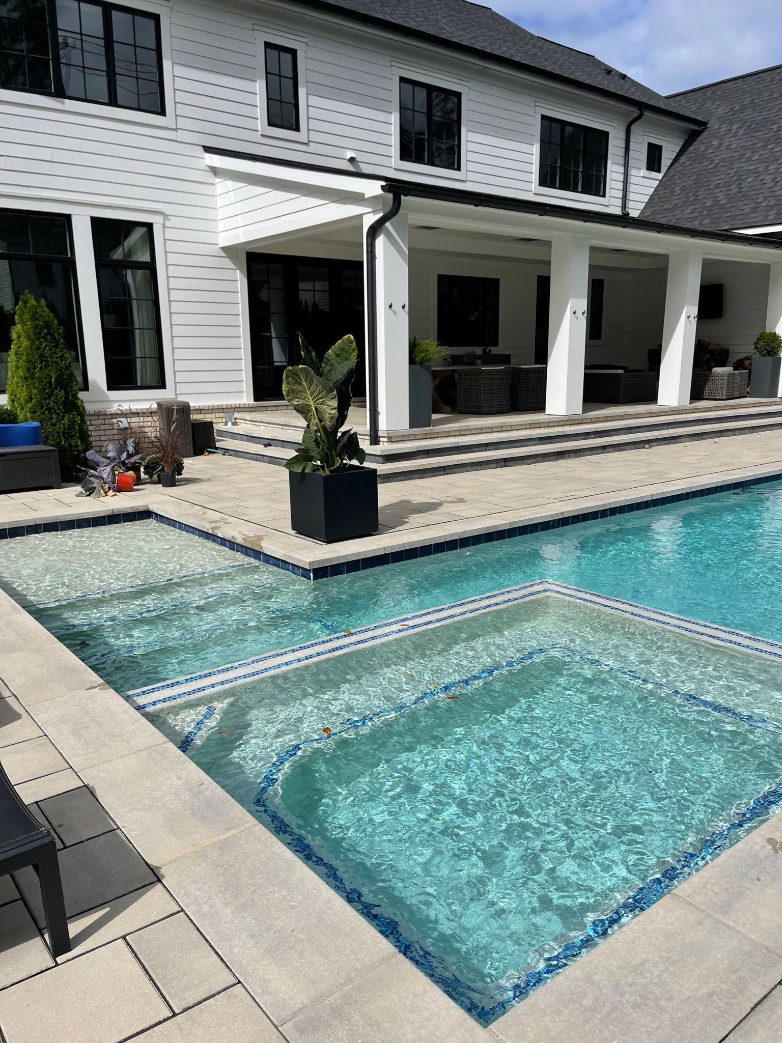 Outdoor in ground residential swimming pool