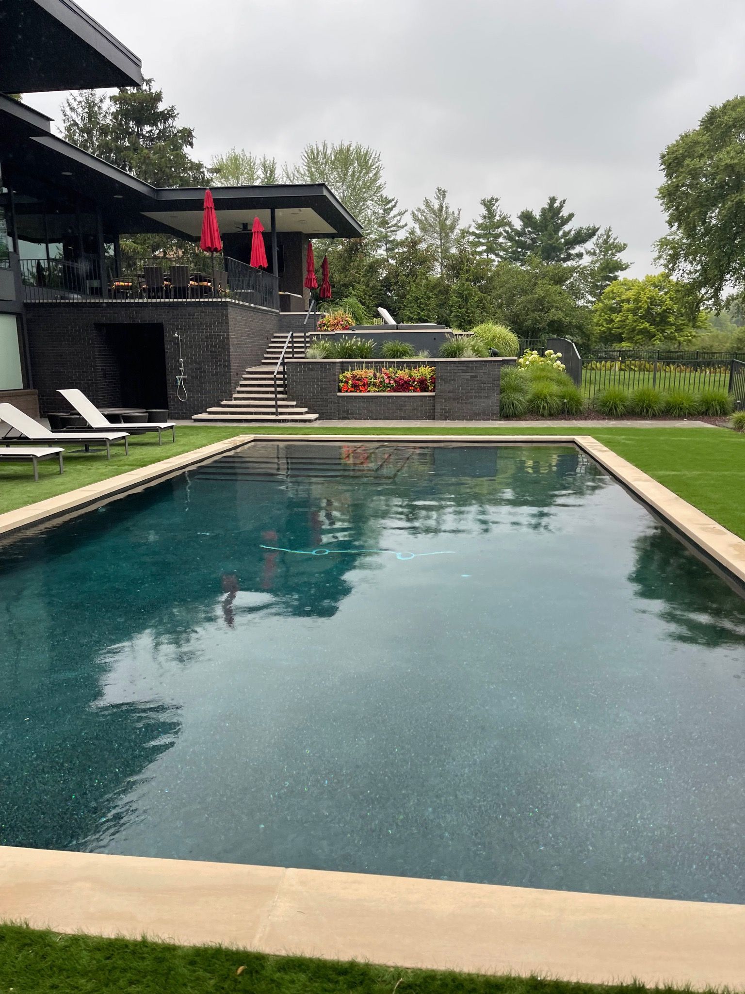 large pool and seating area