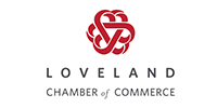 Loveland Chamber of Commerce logo: red intertwined design above
