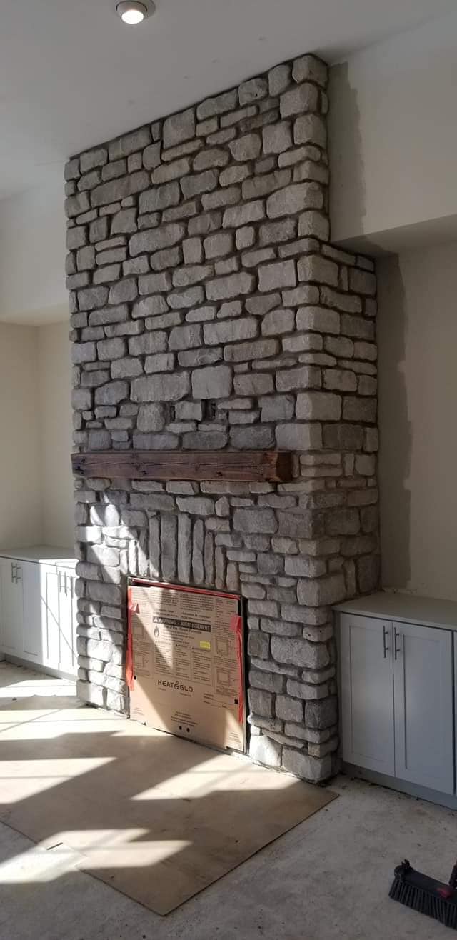 Stone fireplace