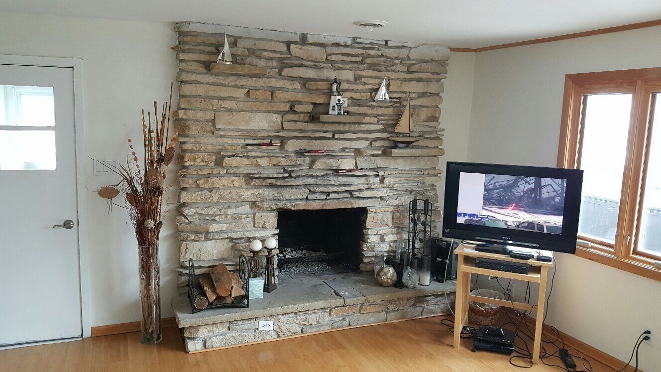 Stone fireplace