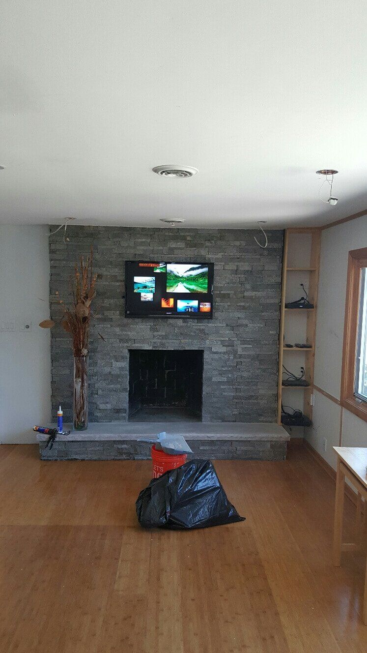 Stone fireplace