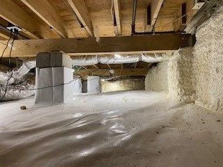 Basement with a lot of insulation.