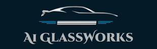 AI Glassworks logo on a dark background with a stylized car outline and blue accents